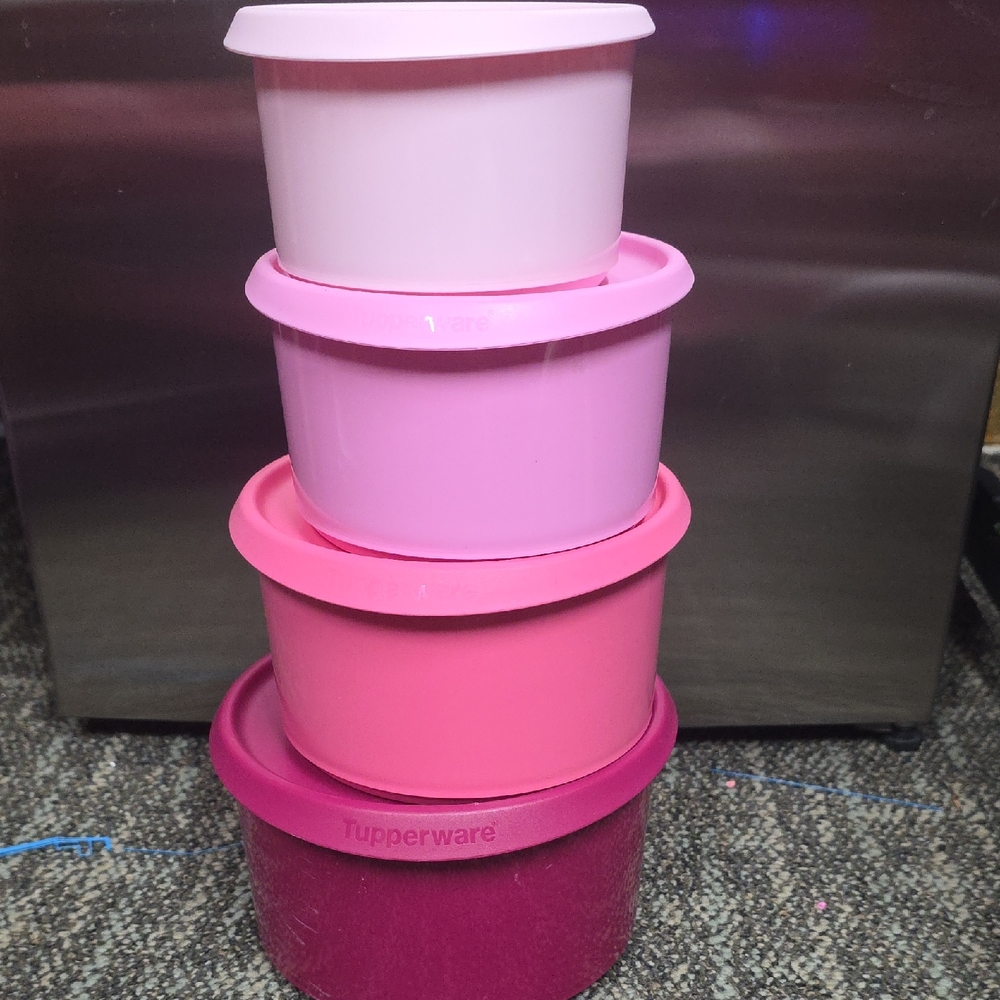 Tupperware Pink Gradient One Touch Container Set